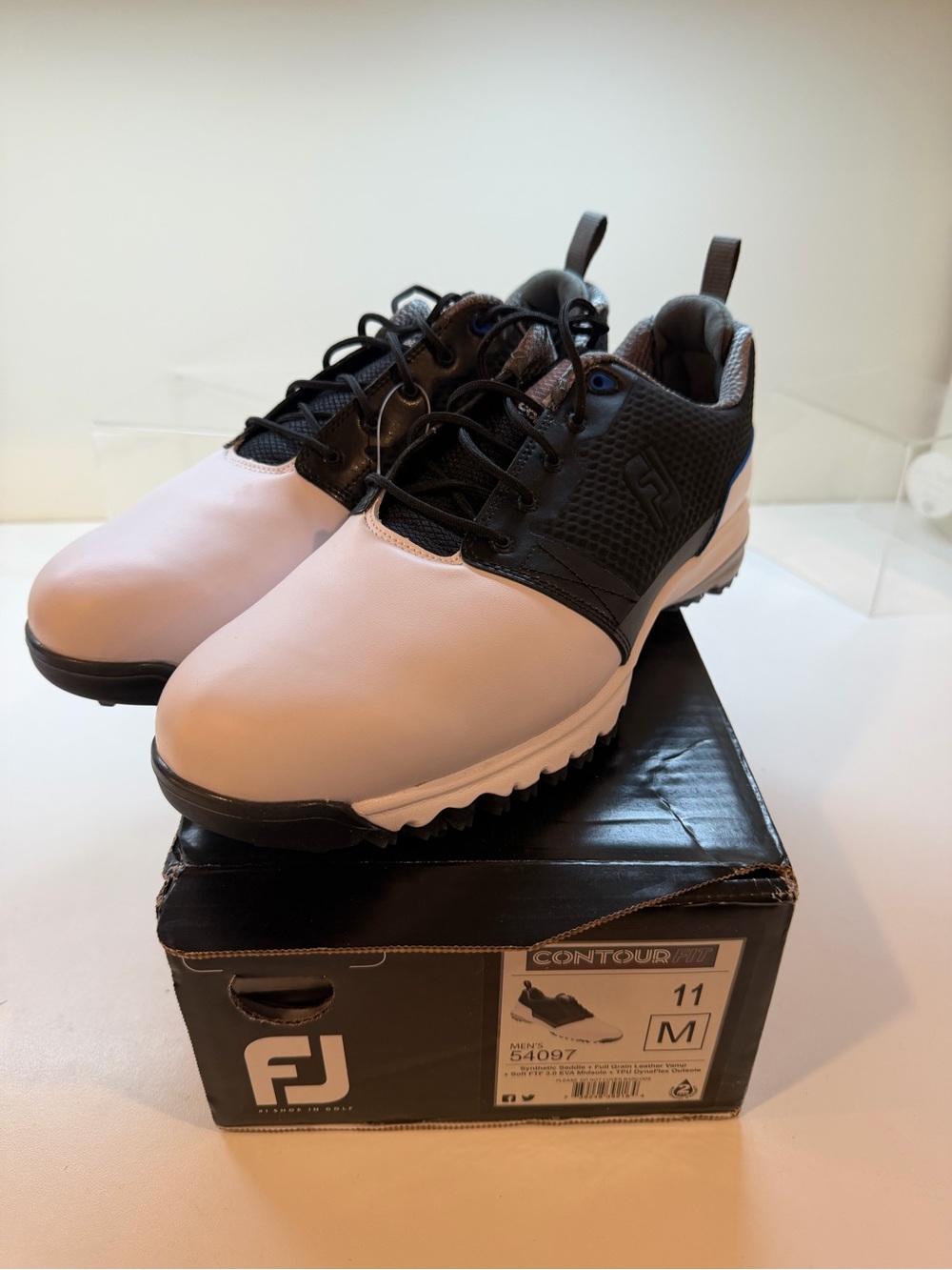 Footjoy Mens Contour Fit Golf Mens Size 11 Shoes 54097 Leather Black